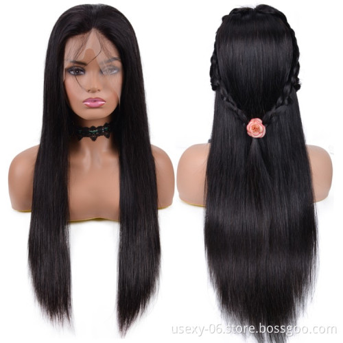 Swiss Lace Frontal Straight Wig Vendor Natural Color Raw Unprocessed Brazilian 100% Cuticle Aligned Human Hair Lace front Wig